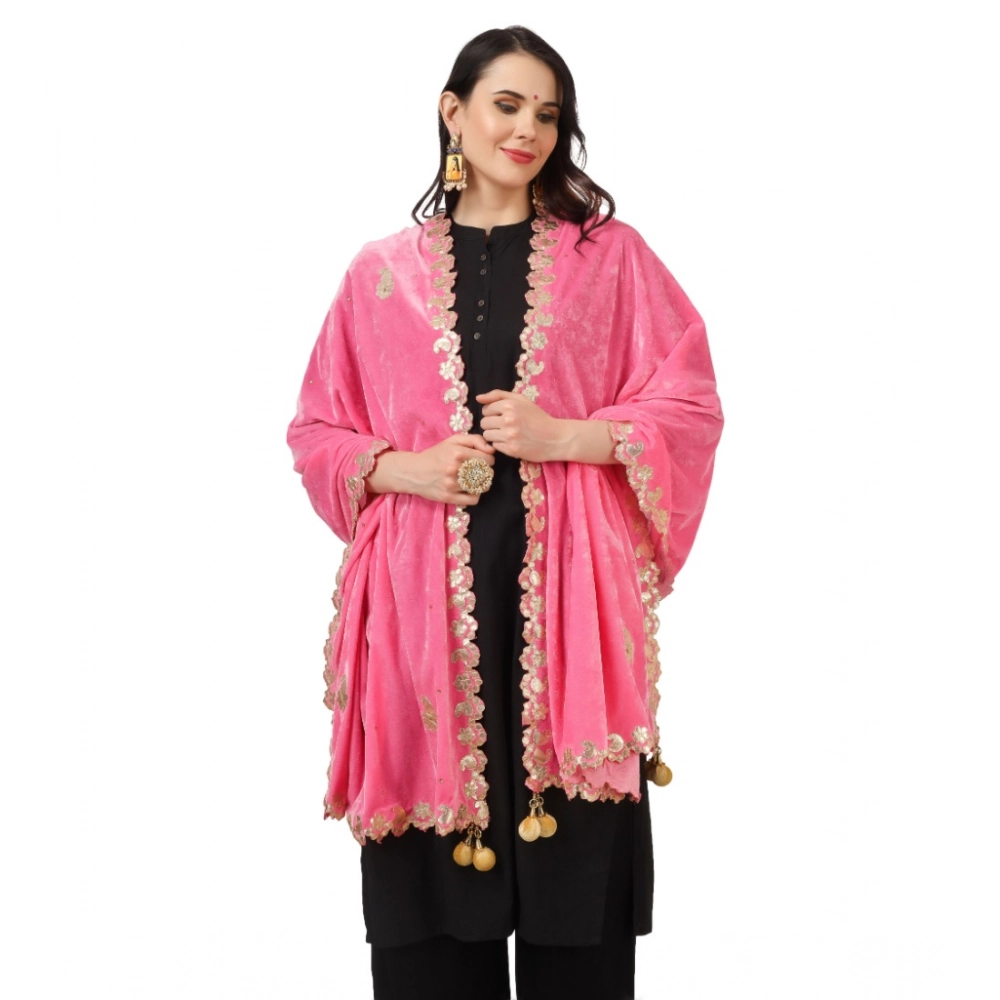 generic women's velvet gotta patti dupatta (pink, length: 2.25 to 2.50 mtr) generic women's velvet gotta patti dupatta (pink, length: 2.25 to 2.50 mtr)