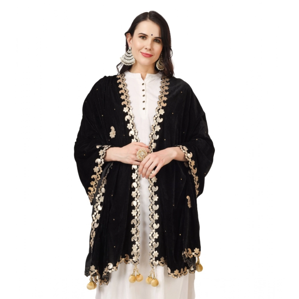 generic women's velvet gotta patti dupatta (black, length: 2.25 to 2.50 mtr) generic women's velvet gotta patti dupatta (black, length: 2.25 to 2.50 mtr)