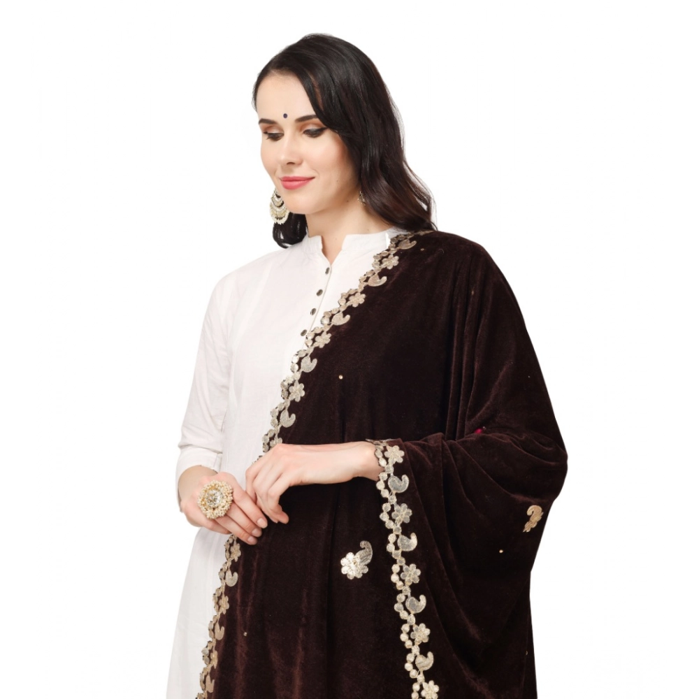 generic women's velvet gotta patti dupatta (brown, length: 2.25 to 2.50 mtr) generic women's velvet gotta patti dupatta (brown, length: 2.25 to 2.50 mtr)
