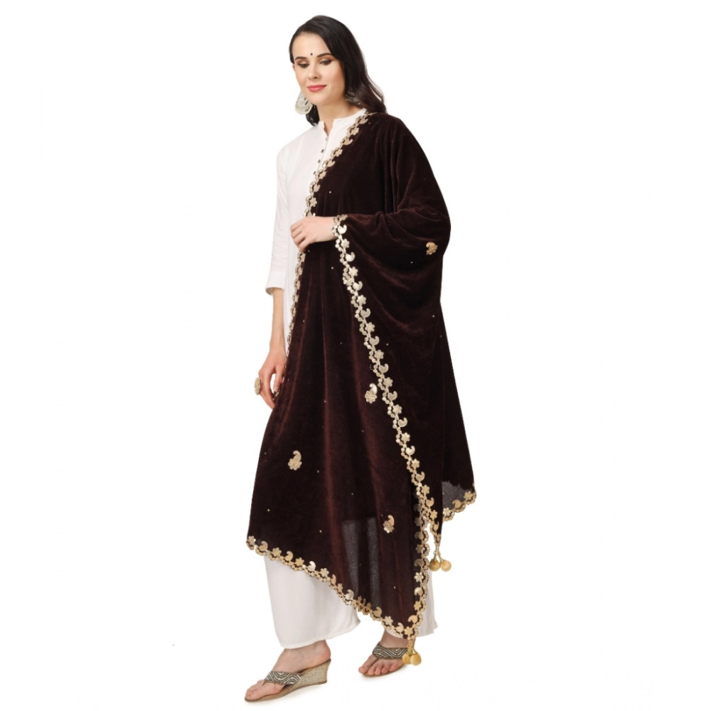 generic women's velvet gotta patti dupatta (brown, length: 2.25 to 2.50 mtr) generic women's velvet gotta patti dupatta (brown, length: 2.25 to 2.50 mtr)
