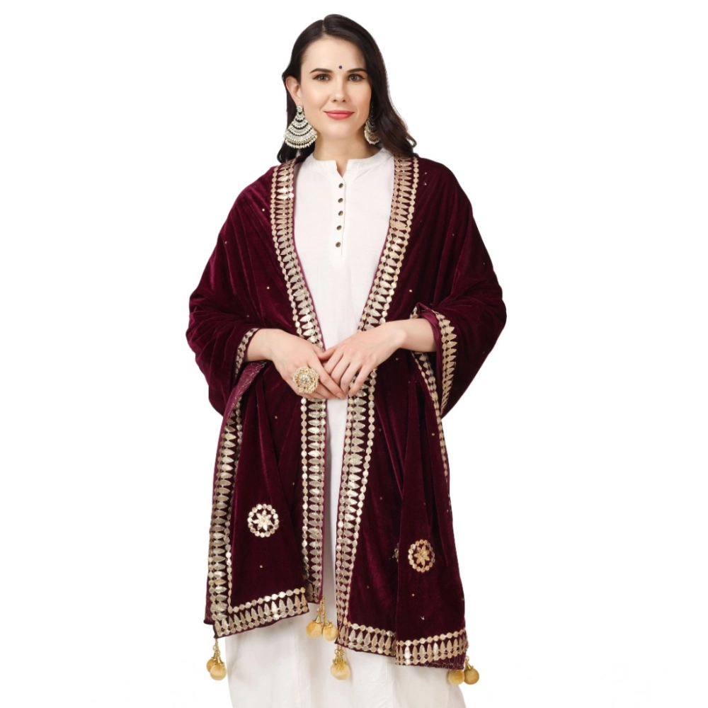 generic women's velvet gotta patti dupatta (purple, length: 2.25 to 2.50 mtr) generic women's velvet gotta patti dupatta (purple, length: 2.25 to 2.50 mtr)