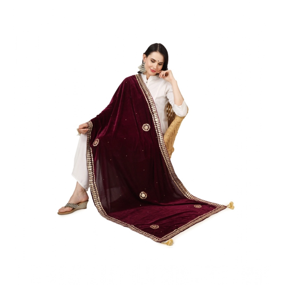 generic women's velvet gotta patti dupatta (purple, length: 2.25 to 2.50 mtr) generic women's velvet gotta patti dupatta (purple, length: 2.25 to 2.50 mtr)