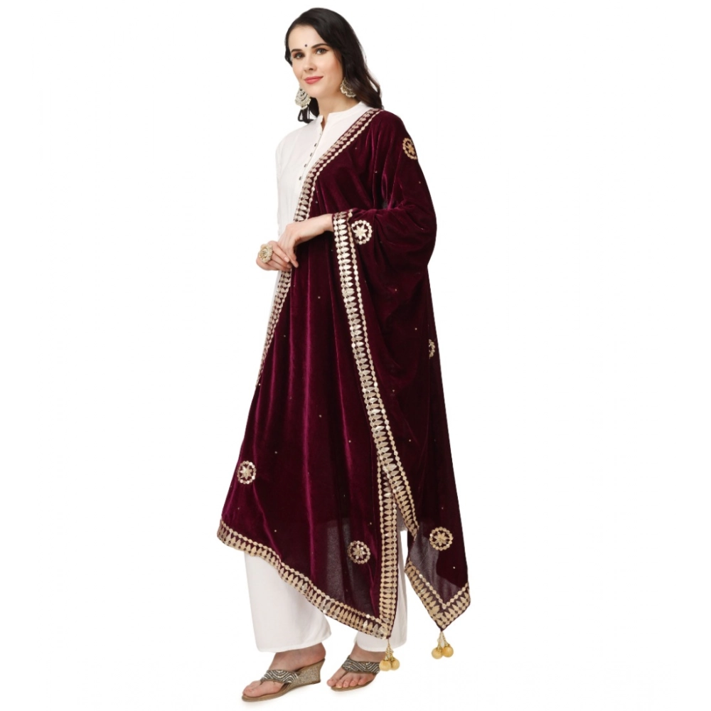 generic women's velvet gotta patti dupatta (purple, length: 2.25 to 2.50 mtr) generic women's velvet gotta patti dupatta (purple, length: 2.25 to 2.50 mtr)