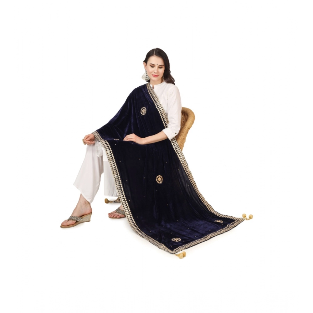 generic women's velvet gotta patti dupatta (blue, length: 2.25 to 2.50 mtr) generic women's velvet gotta patti dupatta (blue, length: 2.25 to 2.50 mtr)