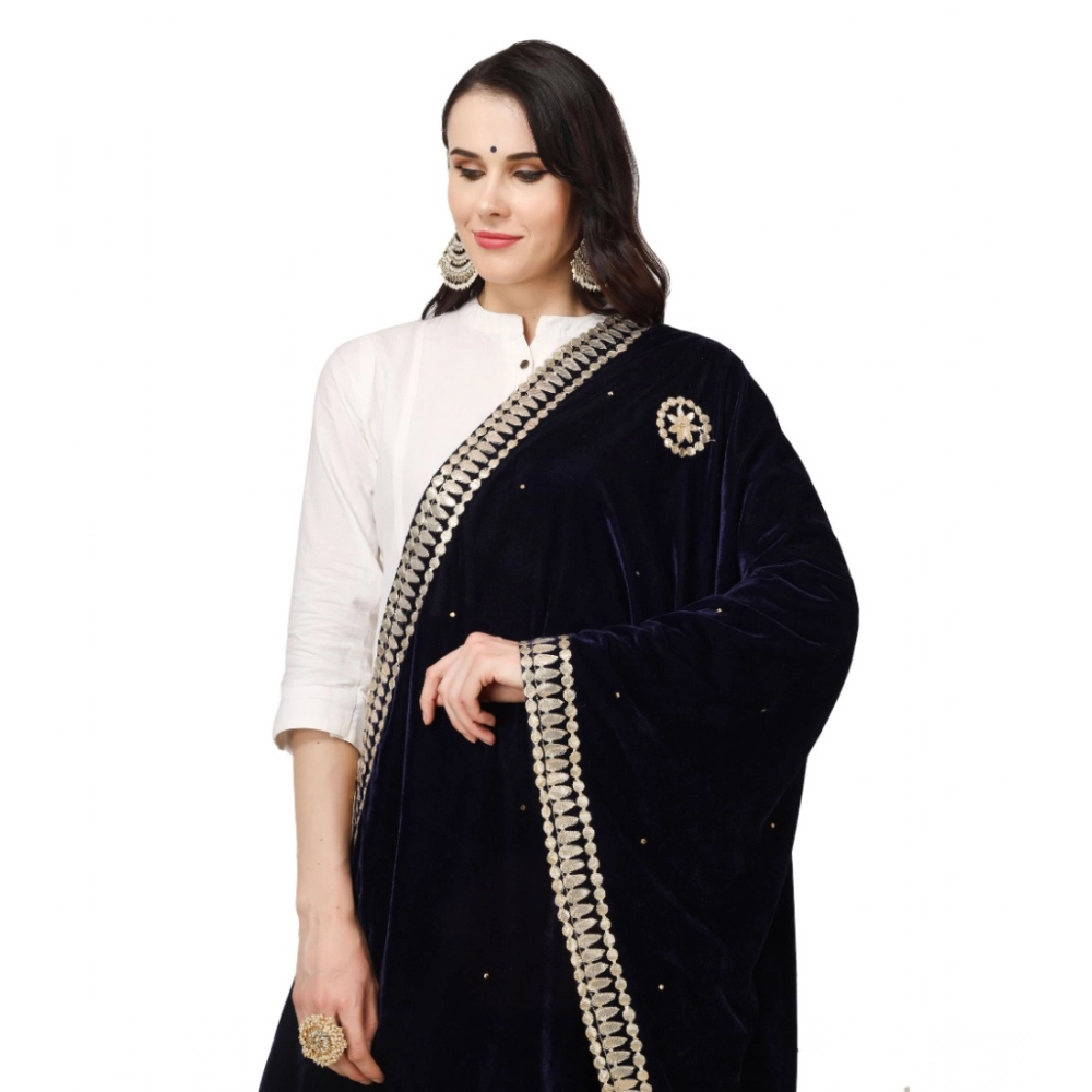 generic women's velvet gotta patti dupatta (blue, length: 2.25 to 2.50 mtr) generic women's velvet gotta patti dupatta (blue, length: 2.25 to 2.50 mtr)