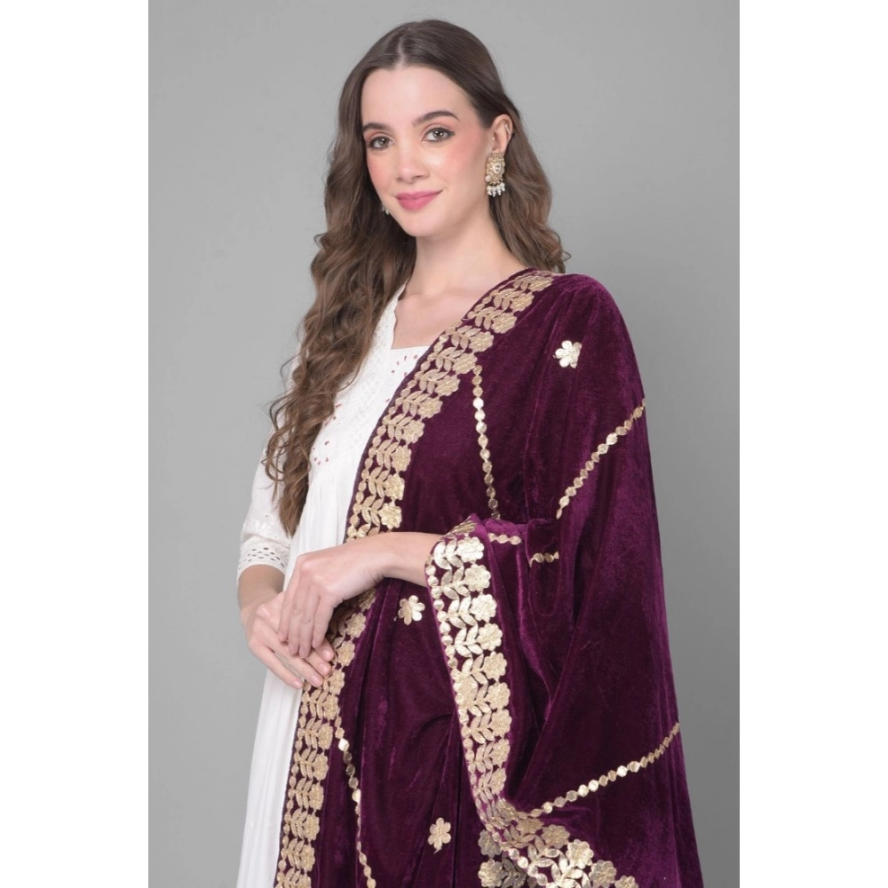 generic women's velvet gotta patti dupatta (wine, length: 2.25 to 2.50 mtr) generic women's velvet gotta patti dupatta (wine, length: 2.25 to 2.50 mtr)