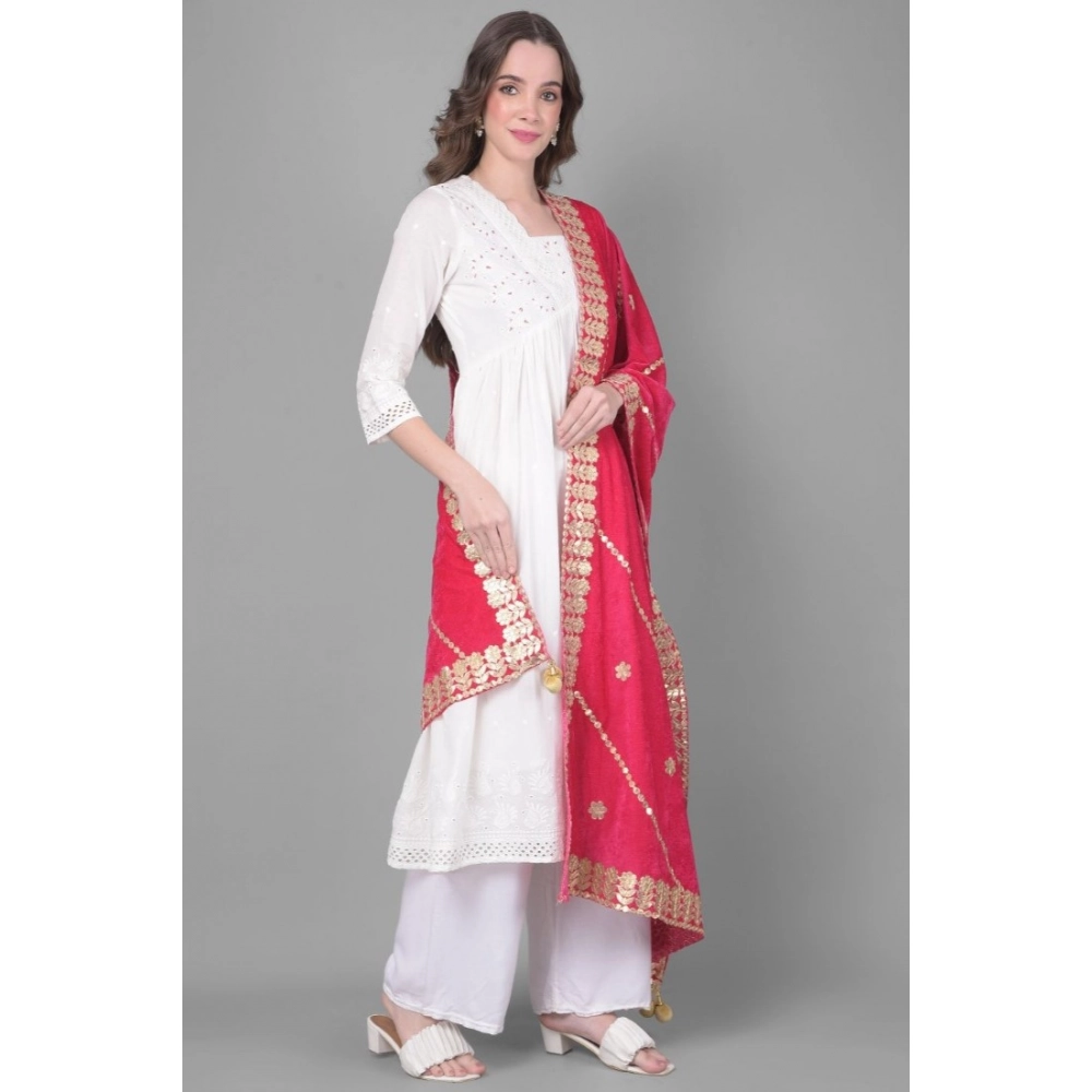generic women's velvet gotta patti dupatta (pink, length: 2.25 to 2.50 mtr) generic women's velvet gotta patti dupatta (pink, length: 2.25 to 2.50 mtr)