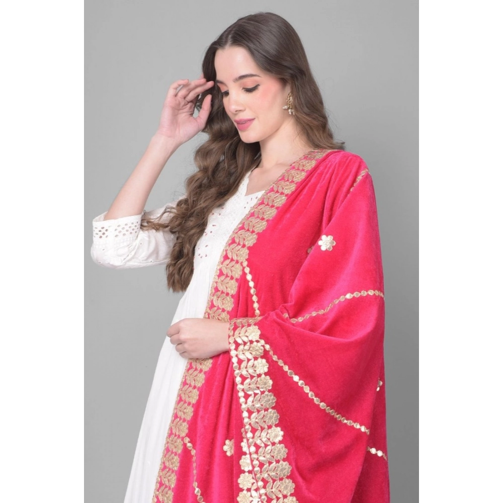 generic women's velvet gotta patti dupatta (pink, length: 2.25 to 2.50 mtr) generic women's velvet gotta patti dupatta (pink, length: 2.25 to 2.50 mtr)