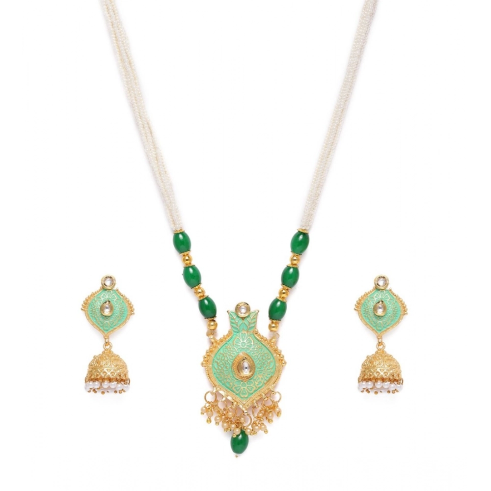 generic women's rose gold plated alloy necklace & earings set (green) generic women's rose gold plated alloy necklace & earings set (green)