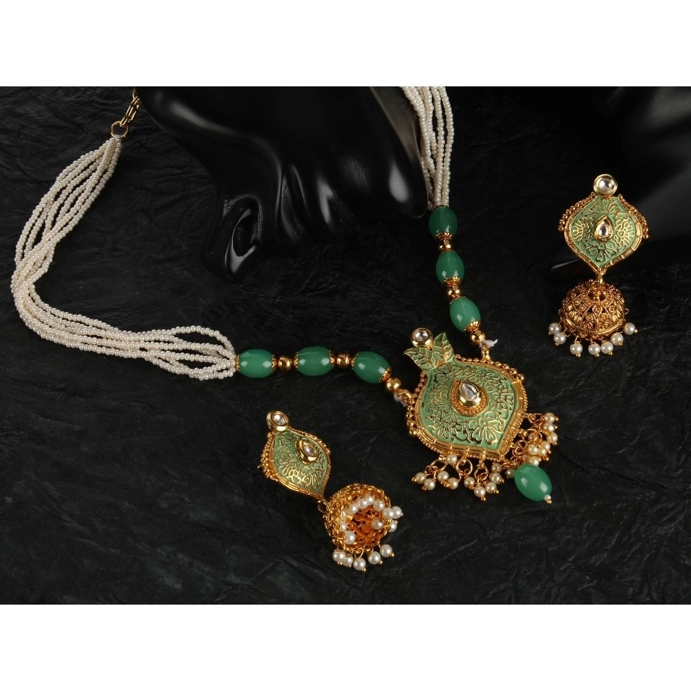 generic women's rose gold plated alloy necklace & earings set (green) generic women's rose gold plated alloy necklace & earings set (green)
