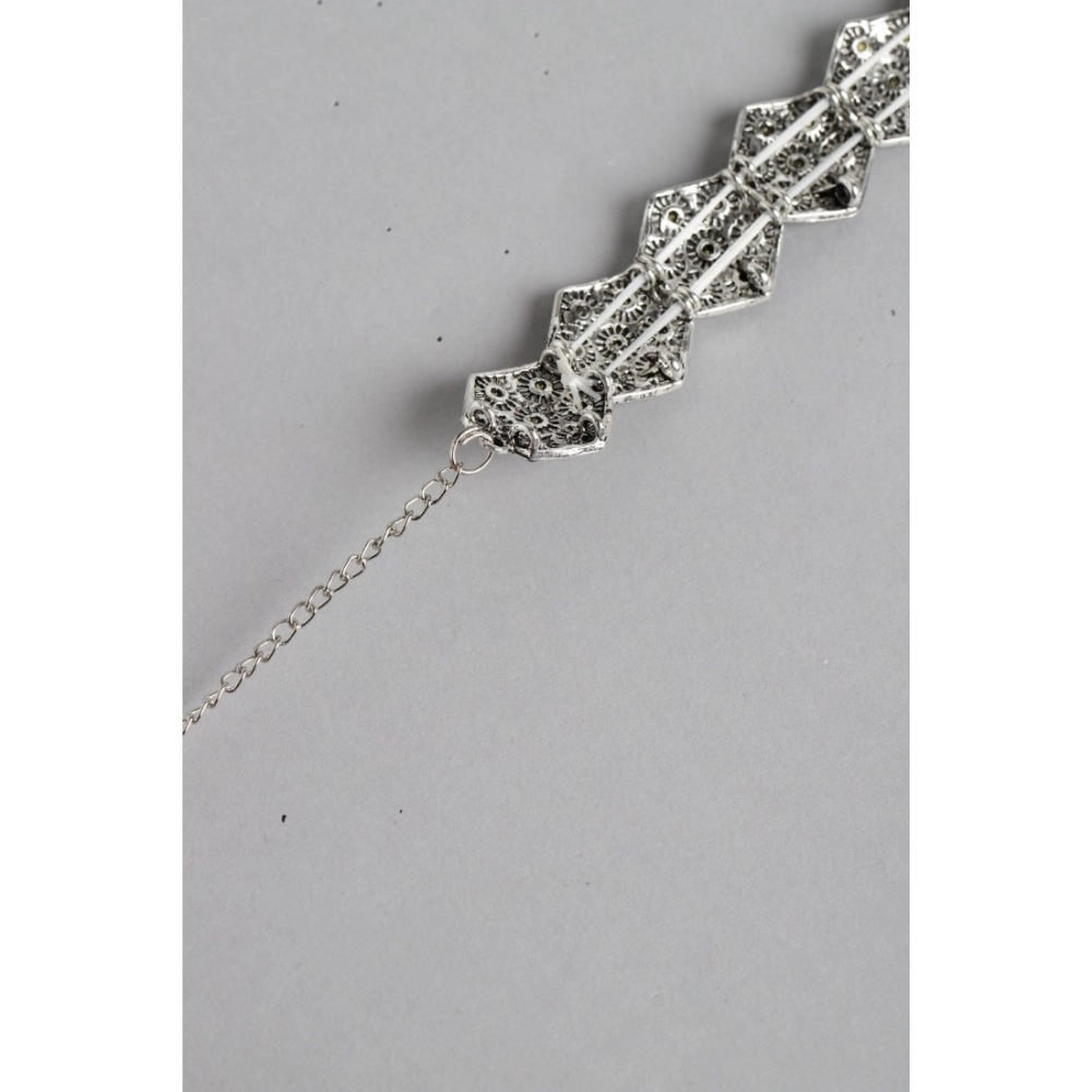generic women's rose gold plated alloy choker (silver & black) generic women's rose gold plated alloy choker (silver & black)