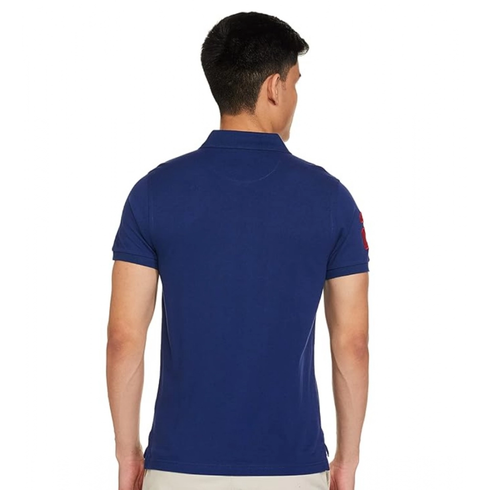 generic men's casual half sleeve solid cotton polo neck t shirt (dark blue) generic men's casual half sleeve solid cotton polo neck t shirt (dark blue)