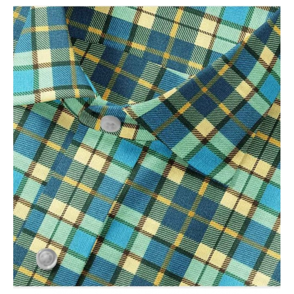 generic men's cotton blended checked full sleeve shirt (green yellow) generic men's cotton blended checked full sleeve shirt (green yellow)