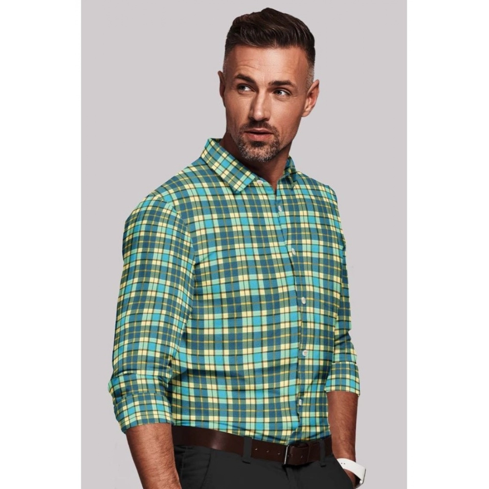 generic men's cotton blended checked full sleeve shirt (green yellow) generic men's cotton blended checked full sleeve shirt (green yellow)
