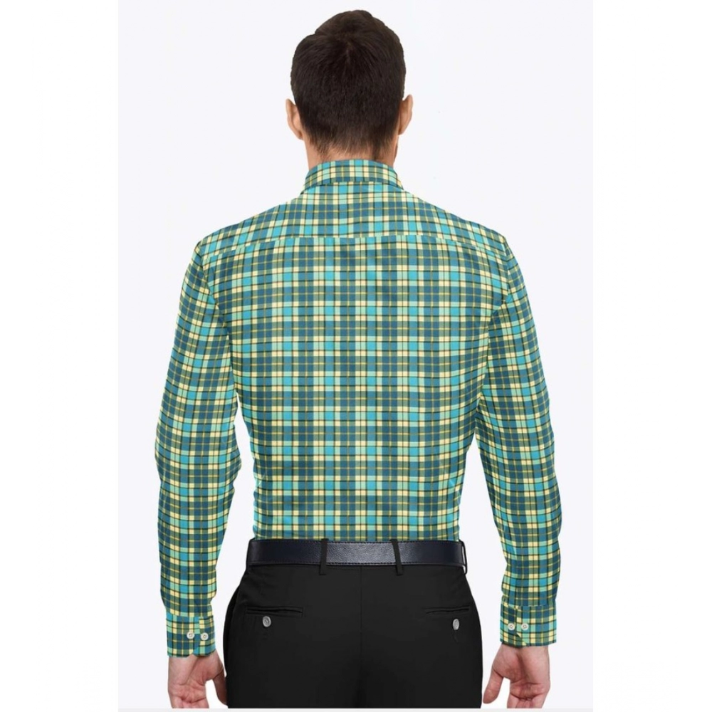 generic men's cotton blended checked full sleeve shirt (green yellow) generic men's cotton blended checked full sleeve shirt (green yellow)
