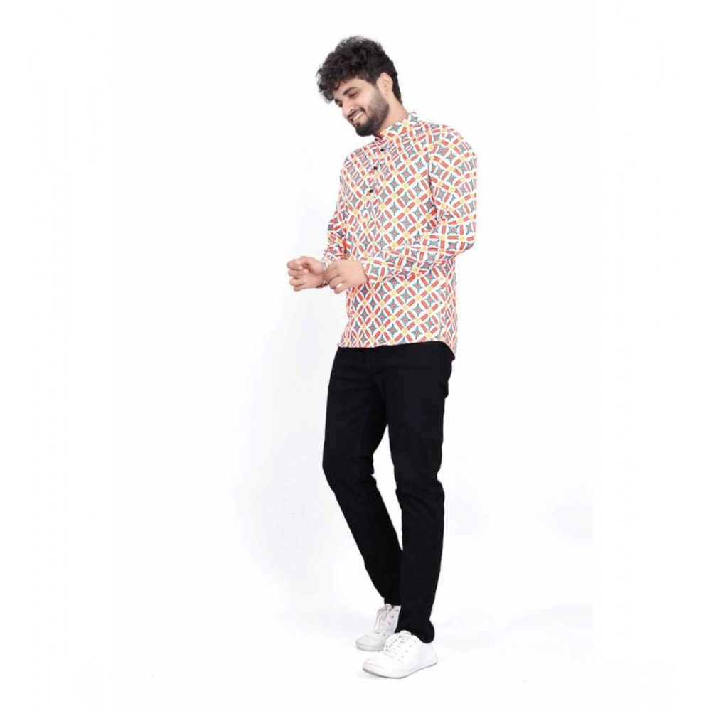 generic men's cotton blended printed full sleeve shortkurta (multicolor) generic men's cotton blended printed full sleeve shortkurta (multicolor)