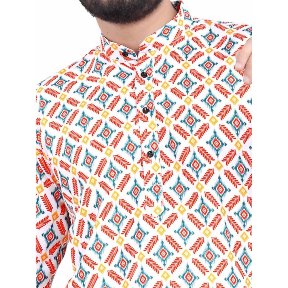 generic men's cotton blended printed full sleeve shortkurta (multicolor) generic men's cotton blended printed full sleeve shortkurta (multicolor)