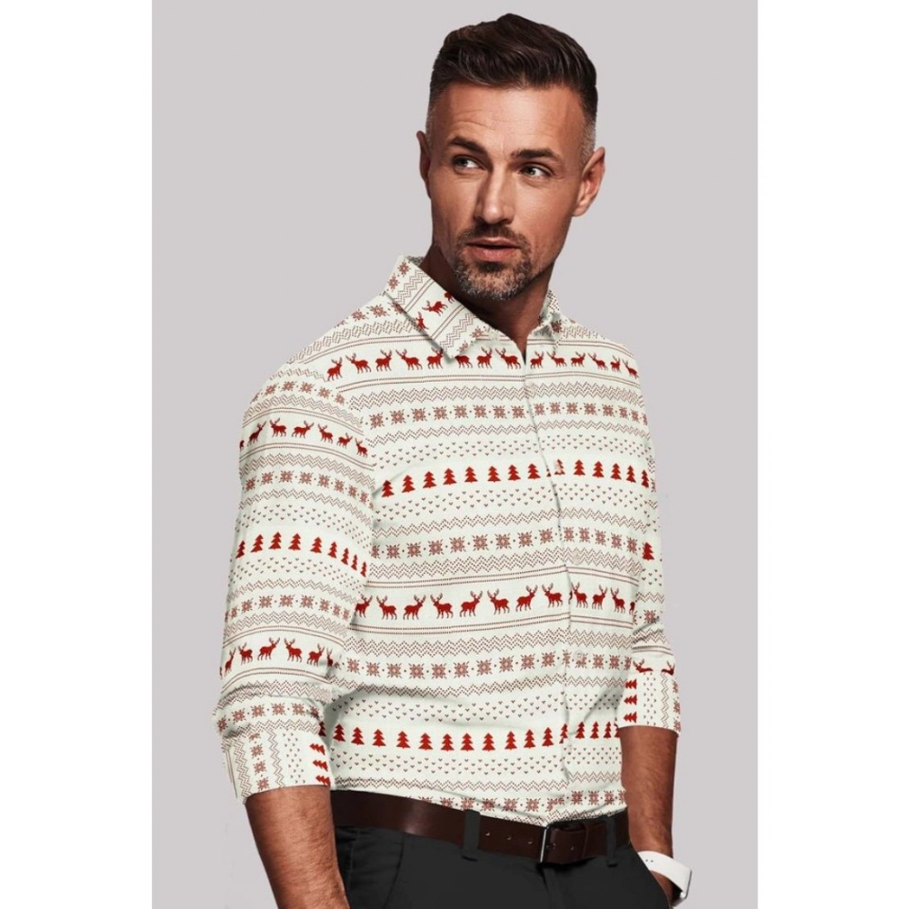 generic men's cotton blended printed full sleeve shirt (white red) generic men's cotton blended printed full sleeve shirt (white red)