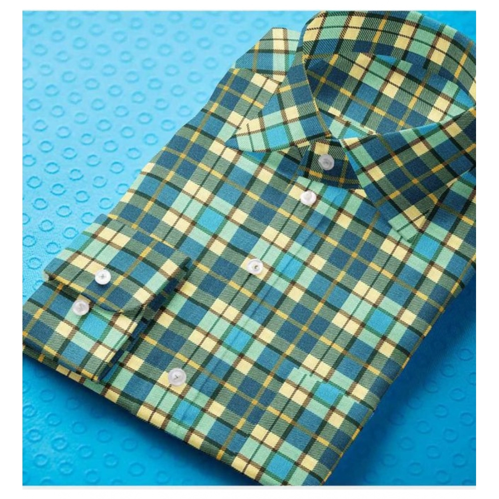 generic men's cotton blended checked full sleeve shirt (green yellow) generic men's cotton blended checked full sleeve shirt (green yellow)