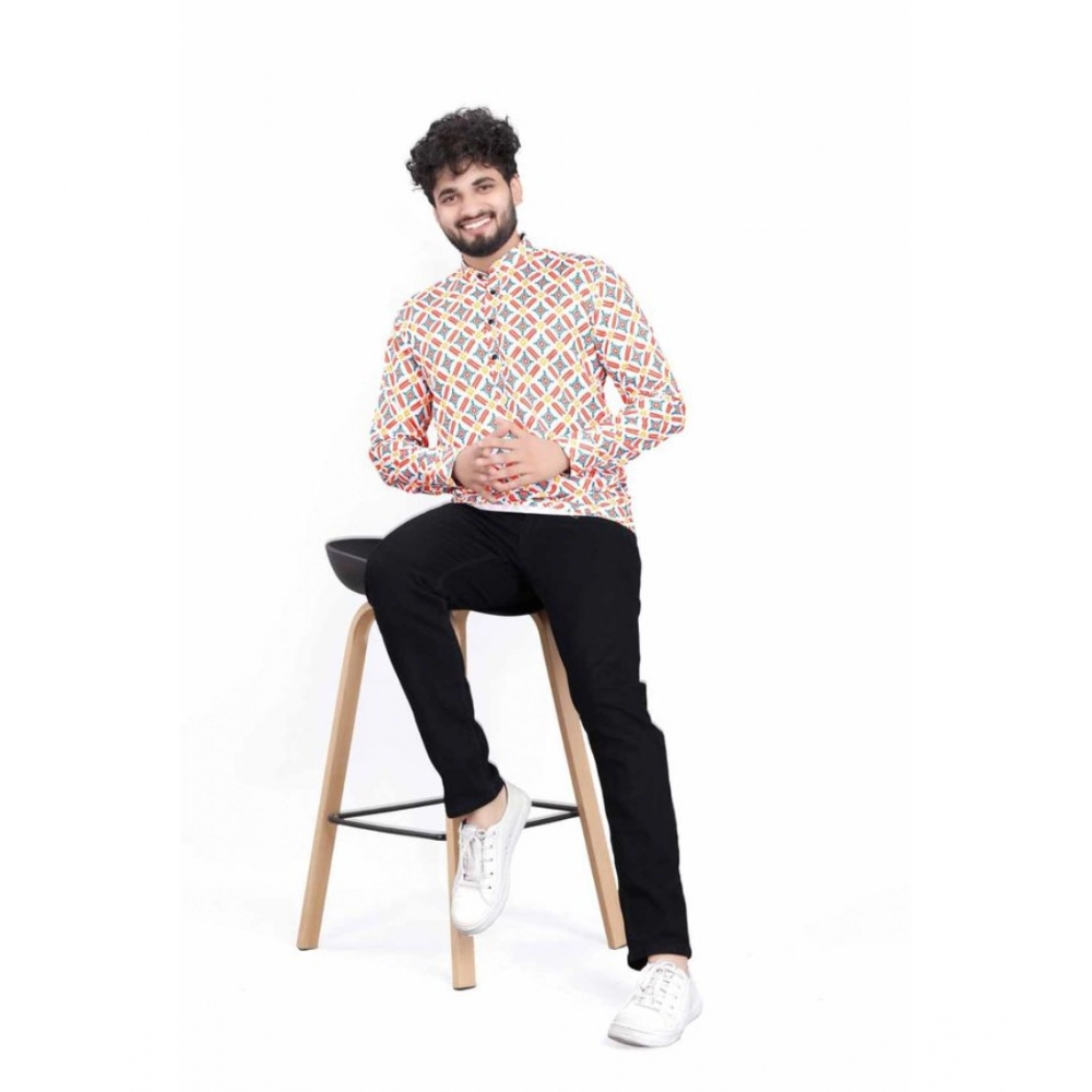 generic men's cotton blended printed full sleeve shortkurta (multicolor) generic men's cotton blended printed full sleeve shortkurta (multicolor)