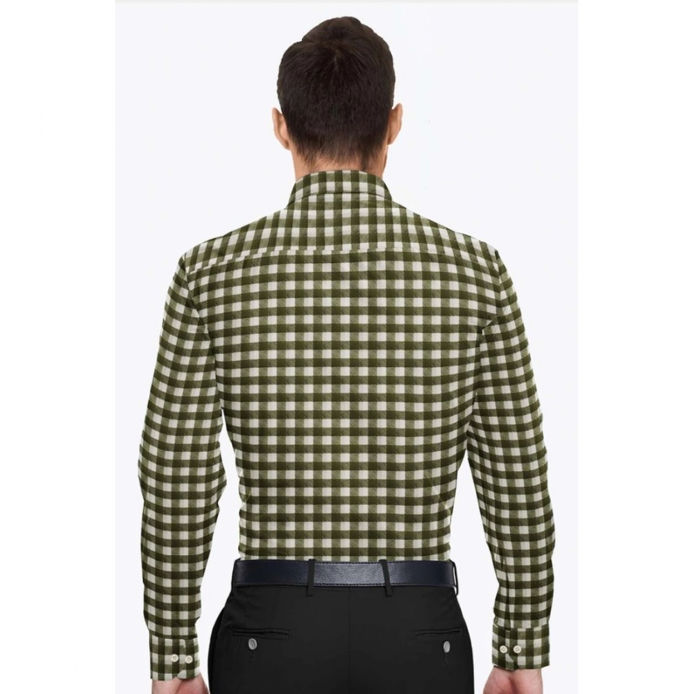 generic men's cotton blended checked full sleeve shirt (white green) generic men's cotton blended checked full sleeve shirt (white green)