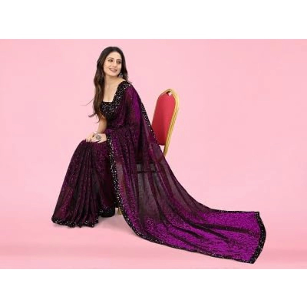 generic women's lycra floral saree with unstitched blouse (wine, 5.5 mtr) generic women's lycra floral saree with unstitched blouse (wine, 5.5 mtr)