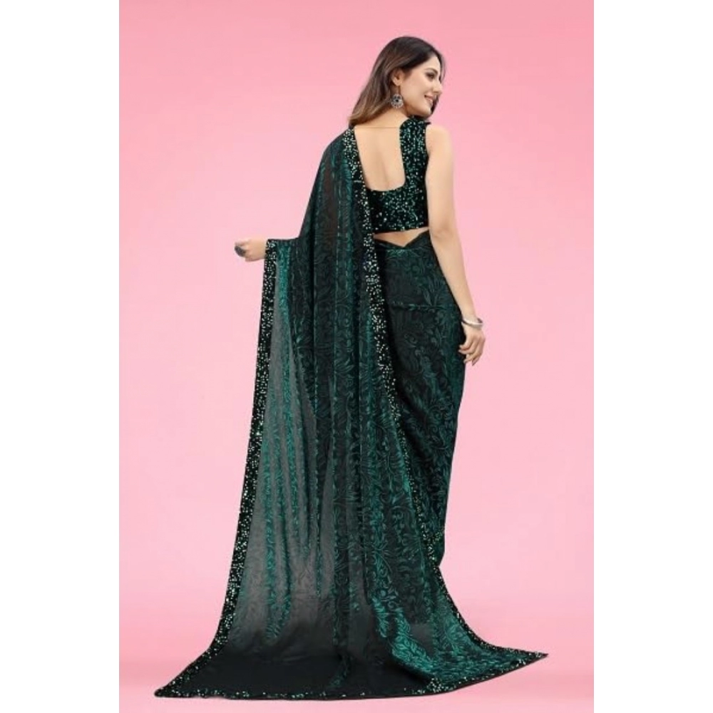 generic women's lycra floral saree with unstitched blouse (green, 5.5 mtr) generic women's lycra floral saree with unstitched blouse (green, 5.5 mtr)