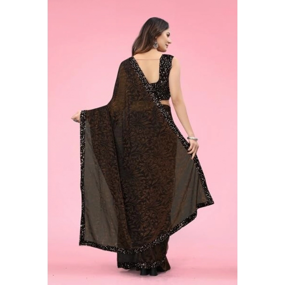 generic women's lycra floral saree with unstitched blouse (brown, 5.5 mtr) generic women's lycra floral saree with unstitched blouse (brown, 5.5 mtr)