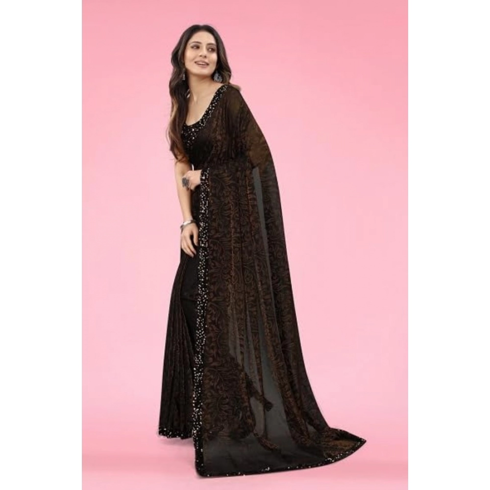 generic women's lycra floral saree with unstitched blouse (brown, 5.5 mtr) generic women's lycra floral saree with unstitched blouse (brown, 5.5 mtr)