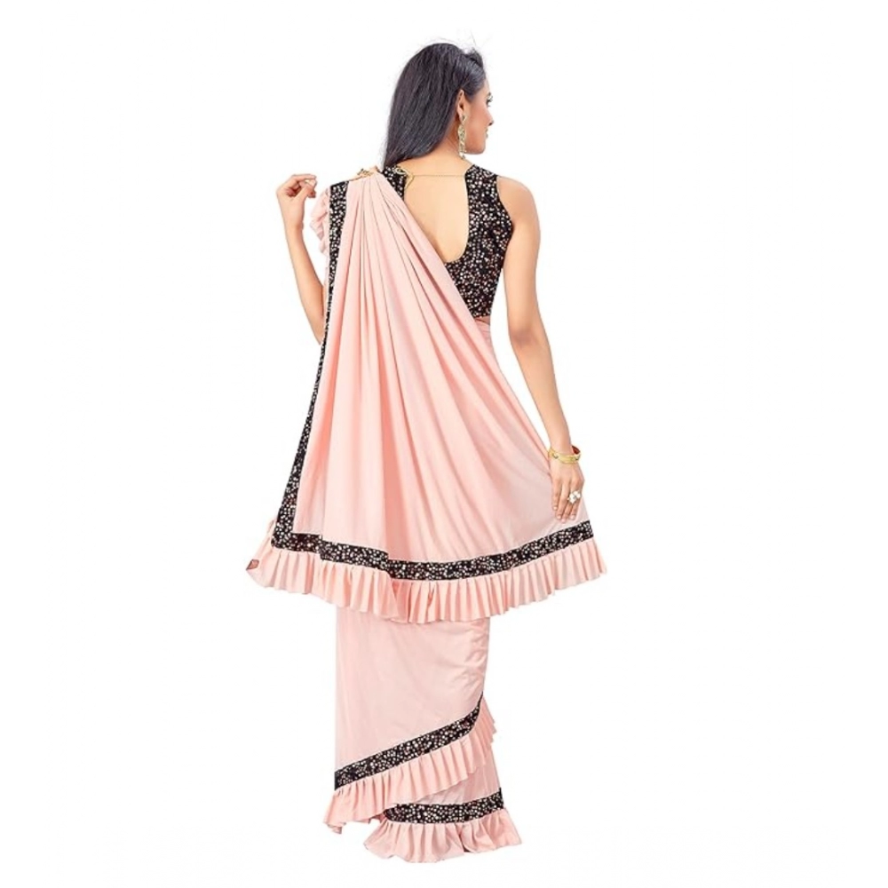 generic women's lycra solid saree with unstitched blouse (peach, 5.5 mtr) generic women's lycra solid saree with unstitched blouse (peach, 5.5 mtr)