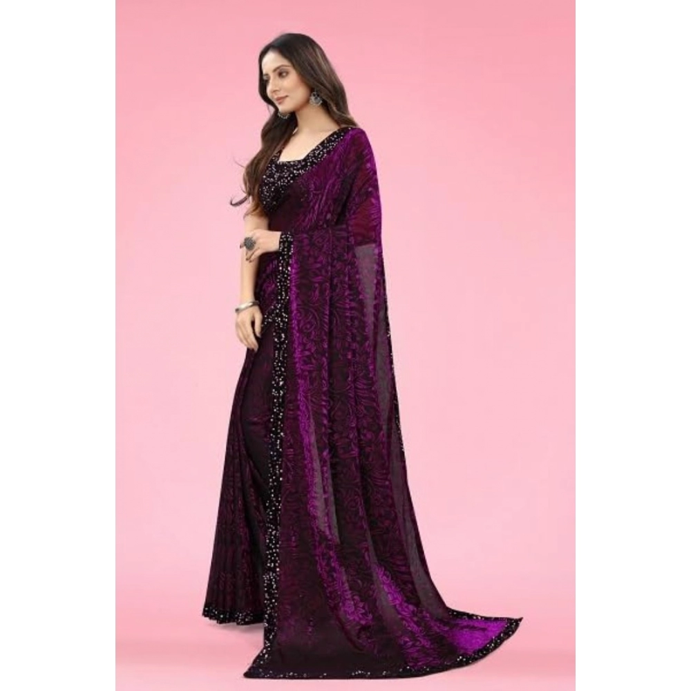 generic women's lycra floral saree with unstitched blouse (wine, 5.5 mtr) generic women's lycra floral saree with unstitched blouse (wine, 5.5 mtr)