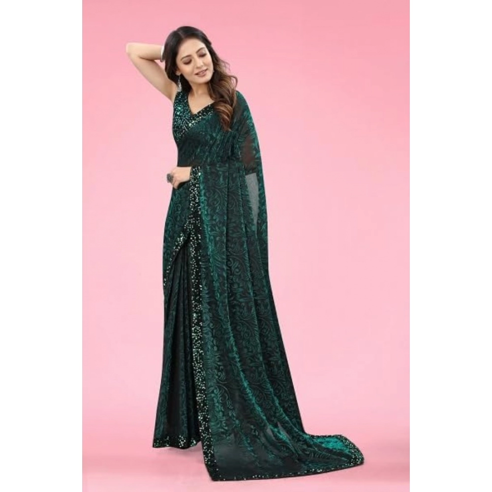 generic women's lycra floral saree with unstitched blouse (green, 5.5 mtr) generic women's lycra floral saree with unstitched blouse (green, 5.5 mtr)