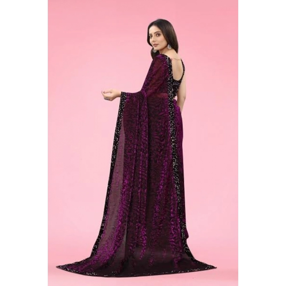 generic women's lycra floral saree with unstitched blouse (wine, 5.5 mtr) generic women's lycra floral saree with unstitched blouse (wine, 5.5 mtr)