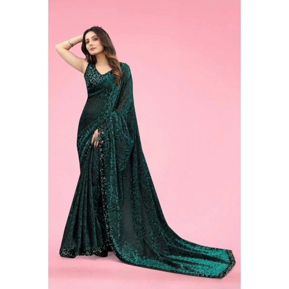 generic women's lycra floral saree with unstitched blouse (green, 5.5 mtr) generic women's lycra floral saree with unstitched blouse (green, 5.5 mtr)