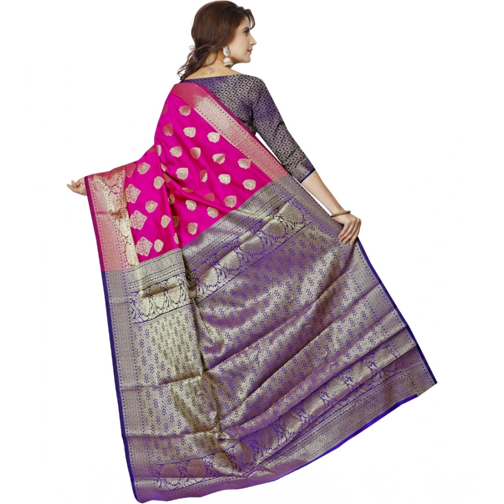 generic women's jacquard woven saree with unstitched blouse 5.5mtr (pink) generic women's jacquard woven saree with unstitched blouse 5.5mtr (pink)