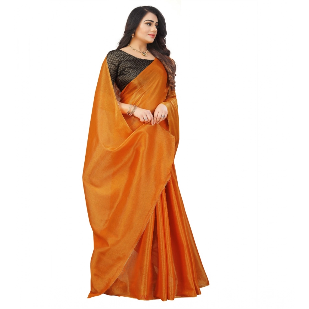 generic women's cotton silk self design saree with unstitched blouse 5.5mtr (orange) generic women's cotton silk self design saree with unstitched blouse 5.5mtr (orange)