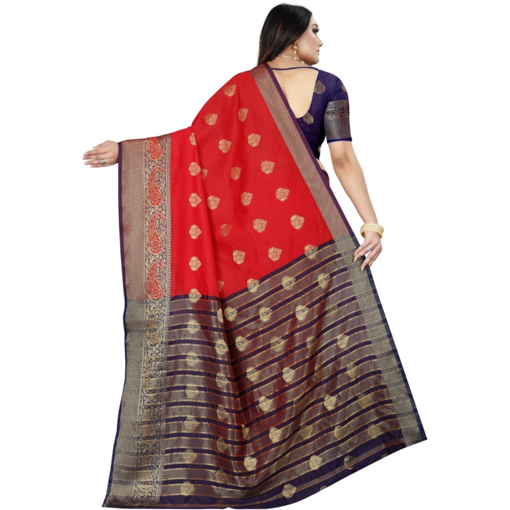 generic women's silk blend woven saree with unstitched blouse 5.5mtr (purple red) generic women's silk blend woven saree with unstitched blouse 5.5mtr (purple red)