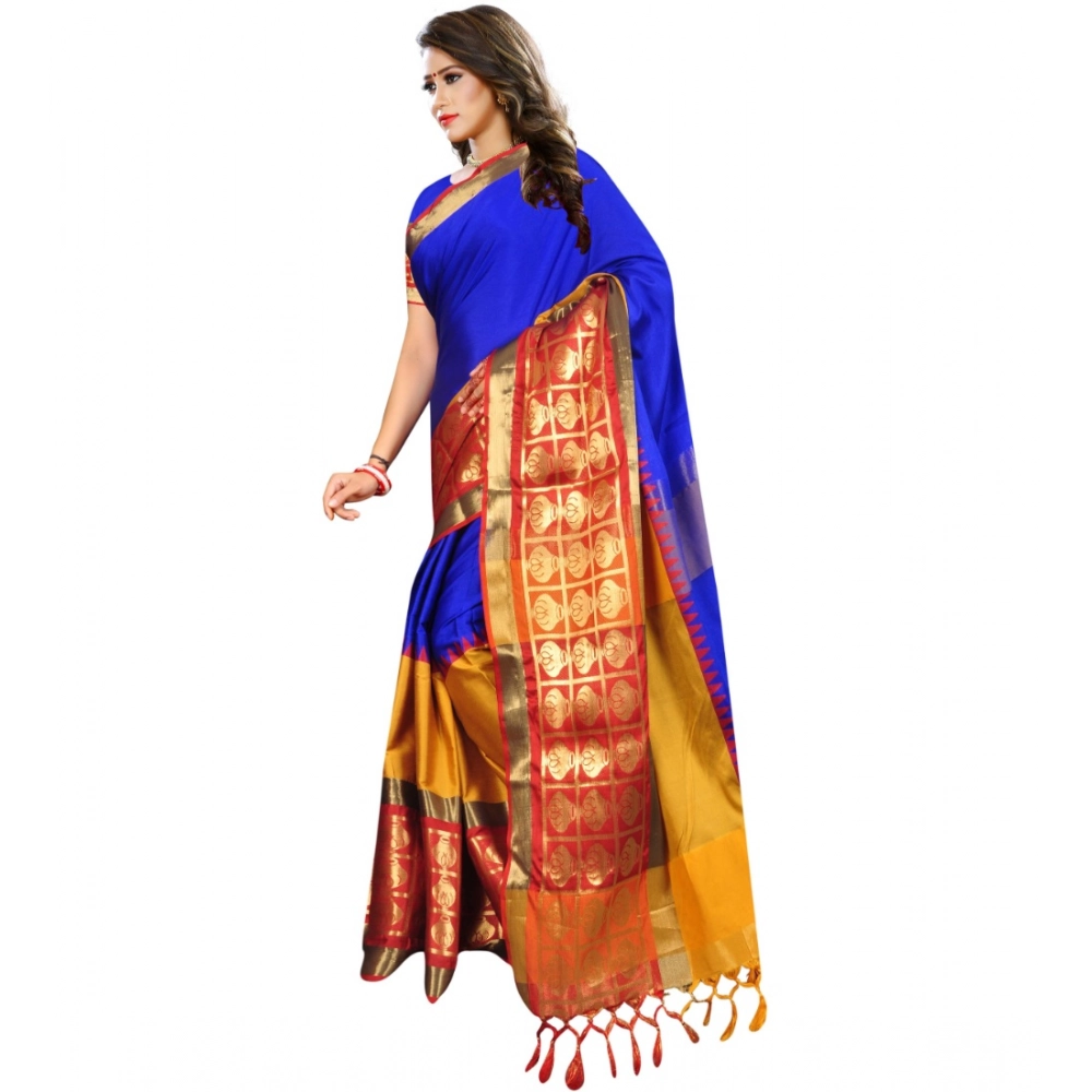 generic women's jacquard woven saree with unstitched blouse 5.5mtr (blue) generic women's jacquard woven saree with unstitched blouse 5.5mtr (blue)