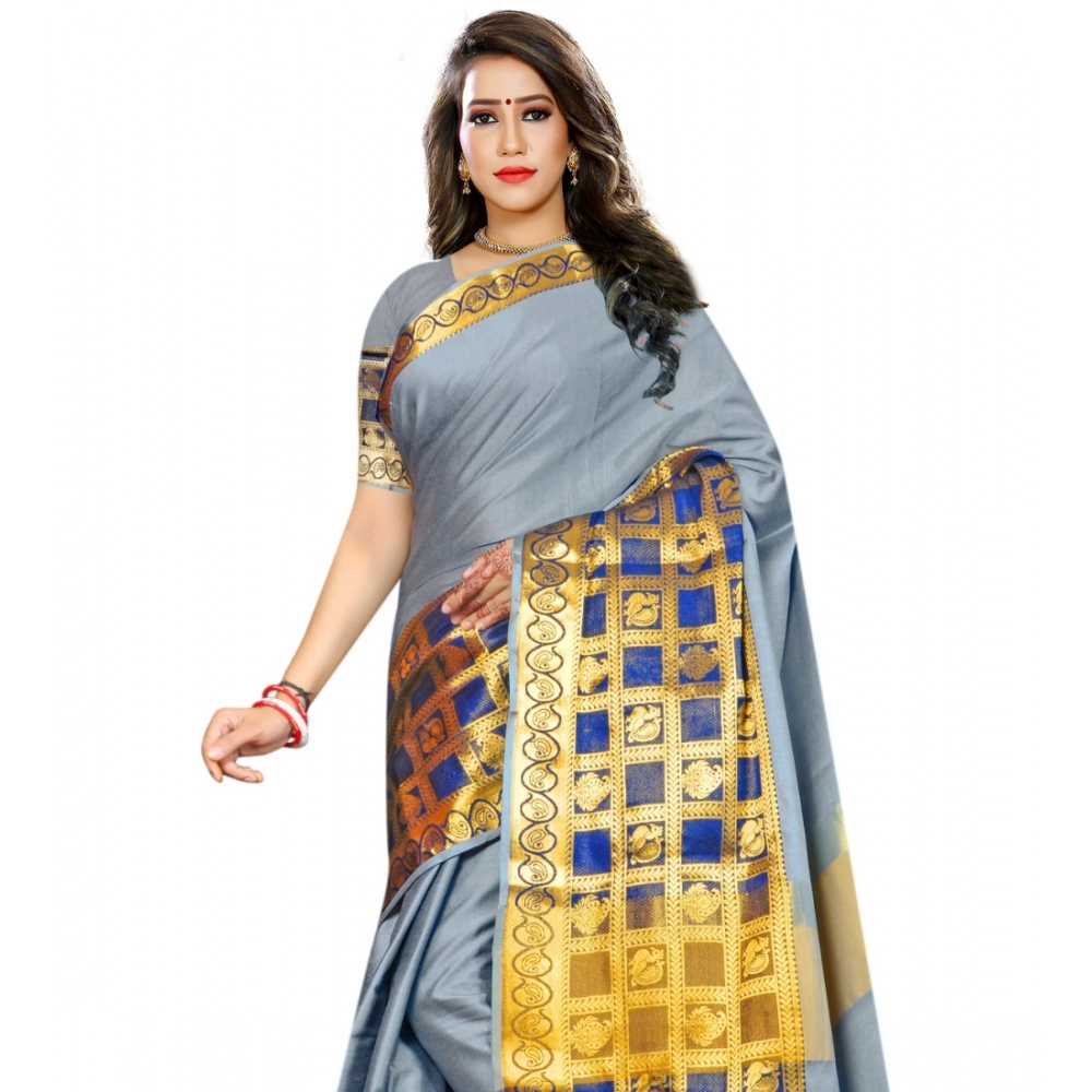 generic women's jacquard woven saree with unstitched blouse 5.5mtr (light blue) generic women's jacquard woven saree with unstitched blouse 5.5mtr (light blue)