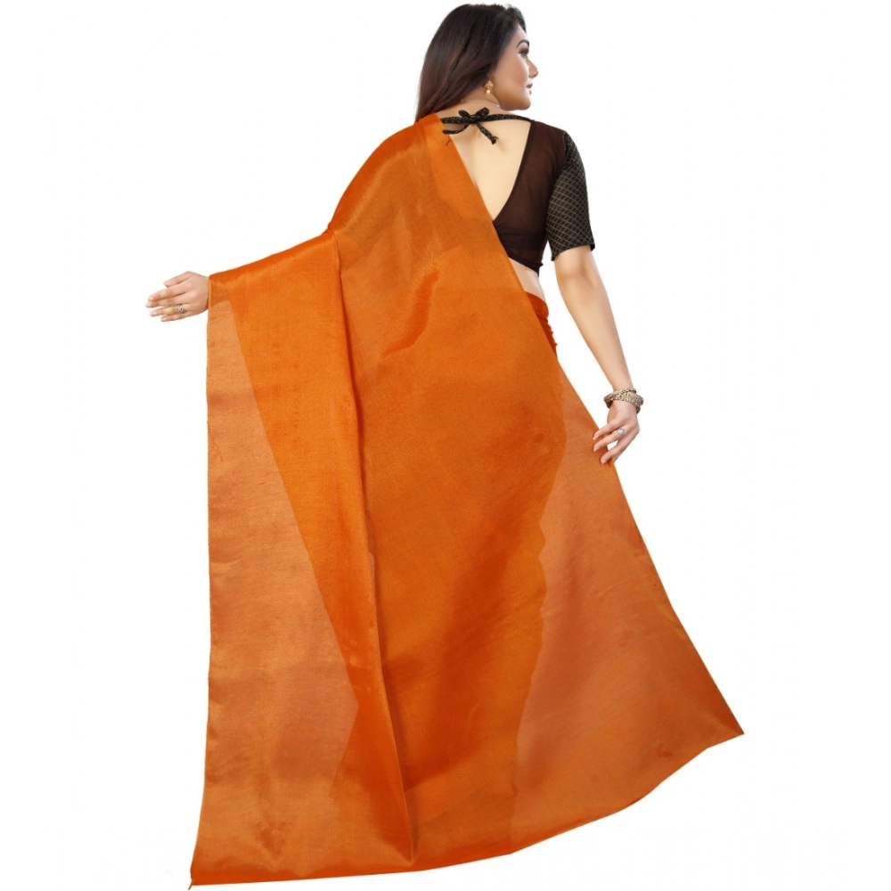 generic women's cotton silk self design saree with unstitched blouse 5.5mtr (orange) generic women's cotton silk self design saree with unstitched blouse 5.5mtr (orange)