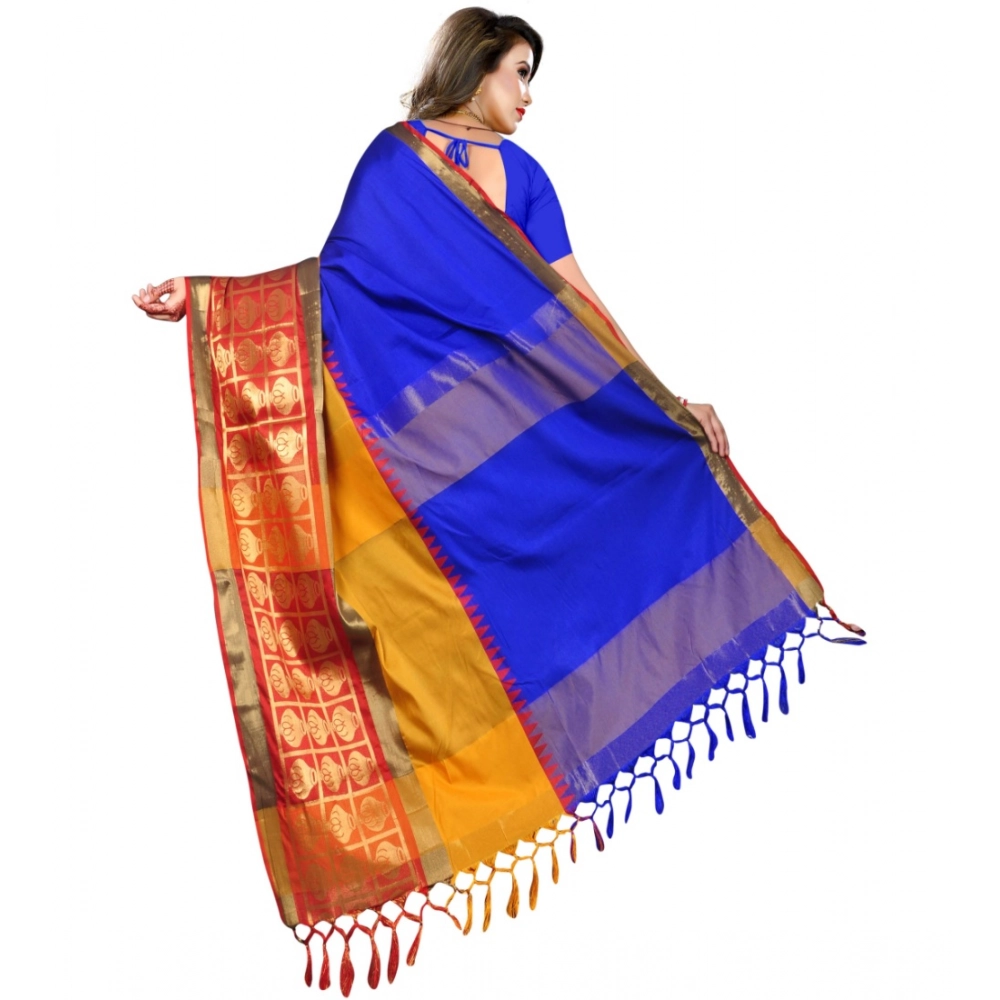 generic women's jacquard woven saree with unstitched blouse 5.5mtr (blue) generic women's jacquard woven saree with unstitched blouse 5.5mtr (blue)