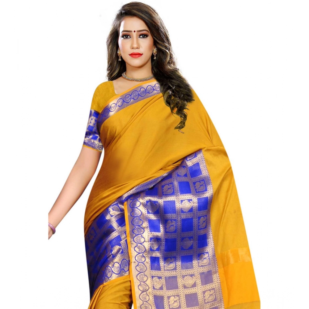 generic women's jacquard woven saree with unstitched blouse 5.5mtr (mustard) generic women's jacquard woven saree with unstitched blouse 5.5mtr (mustard)