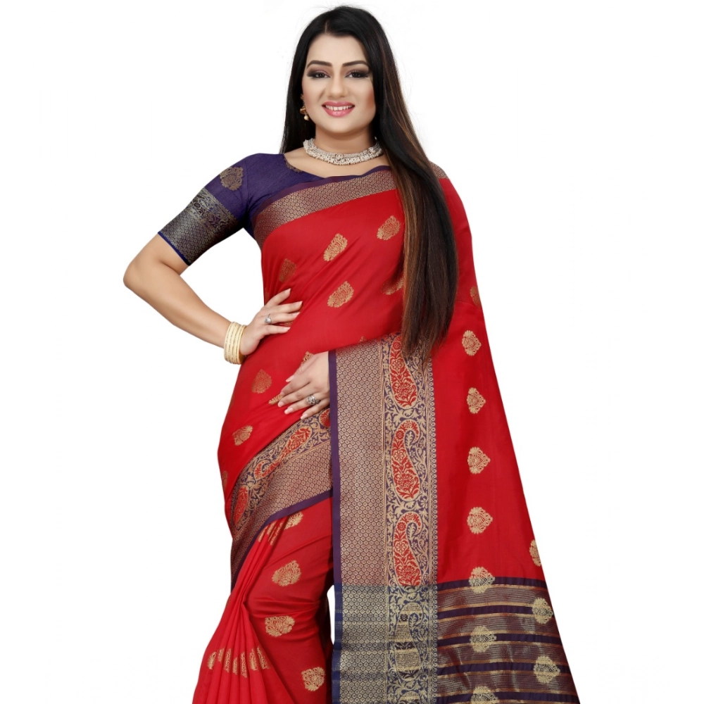 generic women's silk blend woven saree with unstitched blouse 5.5mtr (purple red) generic women's silk blend woven saree with unstitched blouse 5.5mtr (purple red)