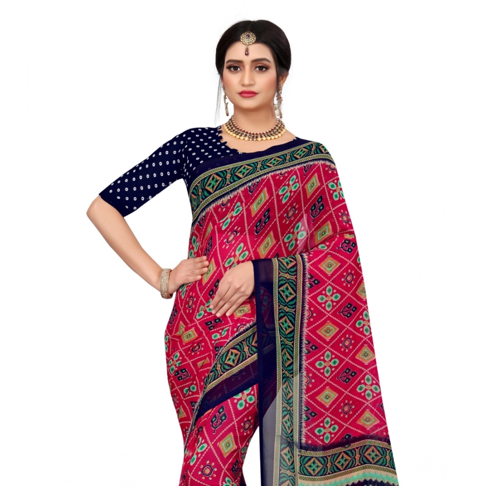 generic women's georgette floral print saree with unstitched blouse 5.5mtr (pink) generic women's georgette floral print saree with unstitched blouse 5.5mtr (pink)