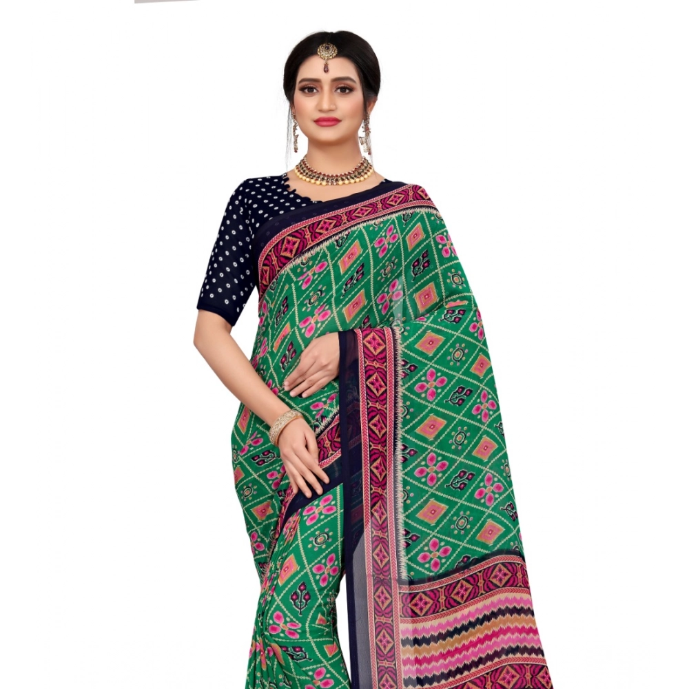 generic women's georgette floral print saree with unstitched blouse 5.5mtr (green) generic women's georgette floral print saree with unstitched blouse 5.5mtr (green)