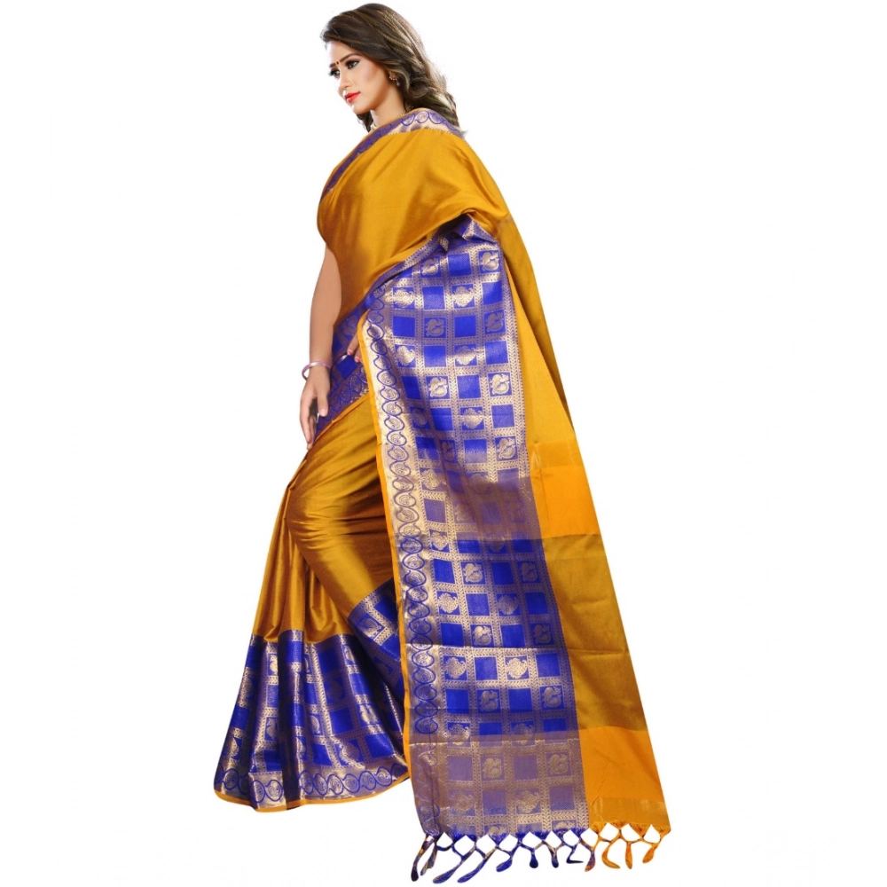 generic women's jacquard woven saree with unstitched blouse 5.5mtr (mustard) generic women's jacquard woven saree with unstitched blouse 5.5mtr (mustard)