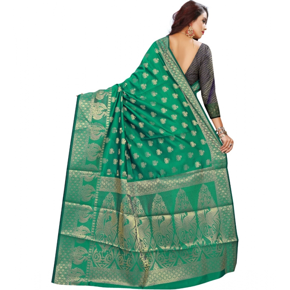 generic women's jacquard woven saree with unstitched blouse 5.5mtr (green) generic women's jacquard woven saree with unstitched blouse 5.5mtr (green)