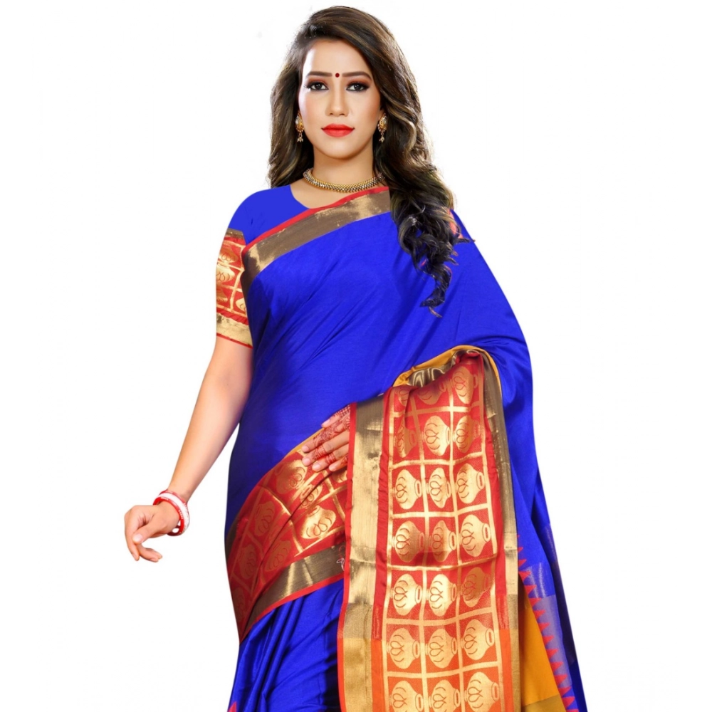 generic women's jacquard woven saree with unstitched blouse 5.5mtr (blue) generic women's jacquard woven saree with unstitched blouse 5.5mtr (blue)