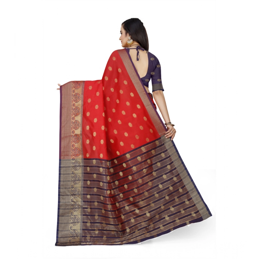 generic women's jacquard woven saree with unstitched blouse 5.5mtr (red) generic women's jacquard woven saree with unstitched blouse 5.5mtr (red)