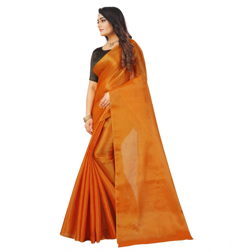 generic women's cotton silk self design saree with unstitched blouse 5.5mtr (orange) generic women's cotton silk self design saree with unstitched blouse 5.5mtr (orange)